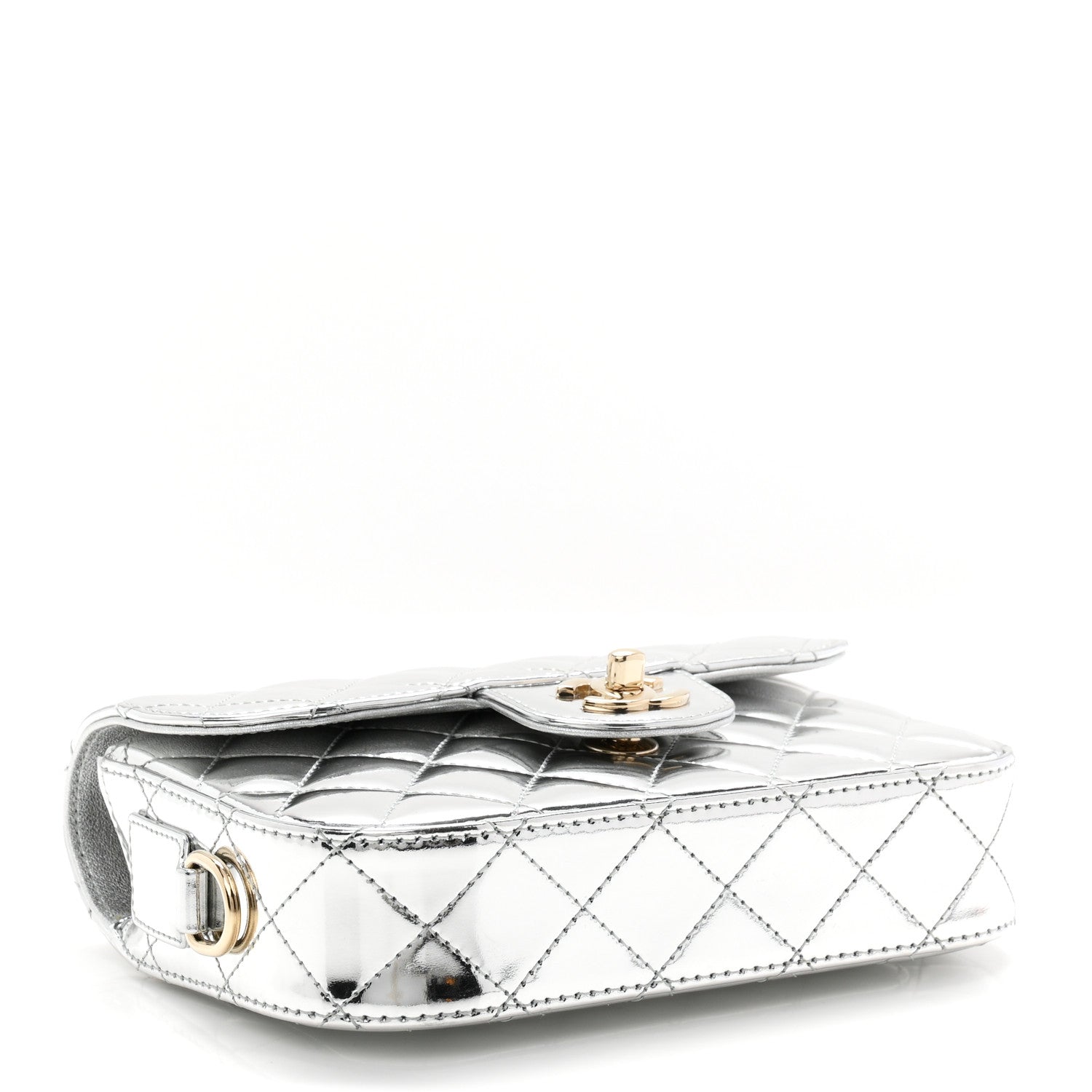 Chanel Mirror Calfskin Metallic Calfskin Quilted Hollywood Boulevard Mini Flap With Star Coin Purse Silver 5 of 11