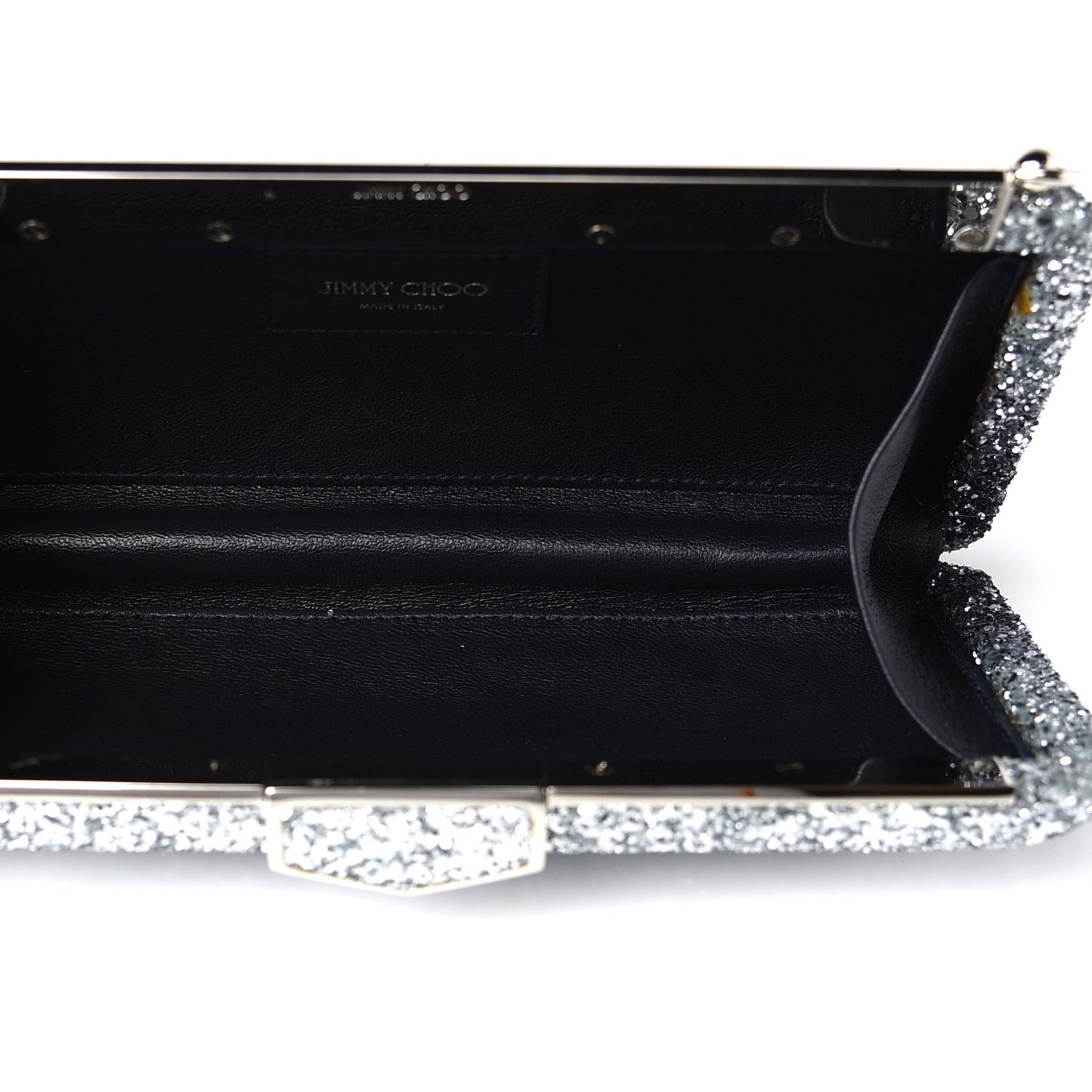 Coarse Glitter Ellipse Clutch Navy Silver