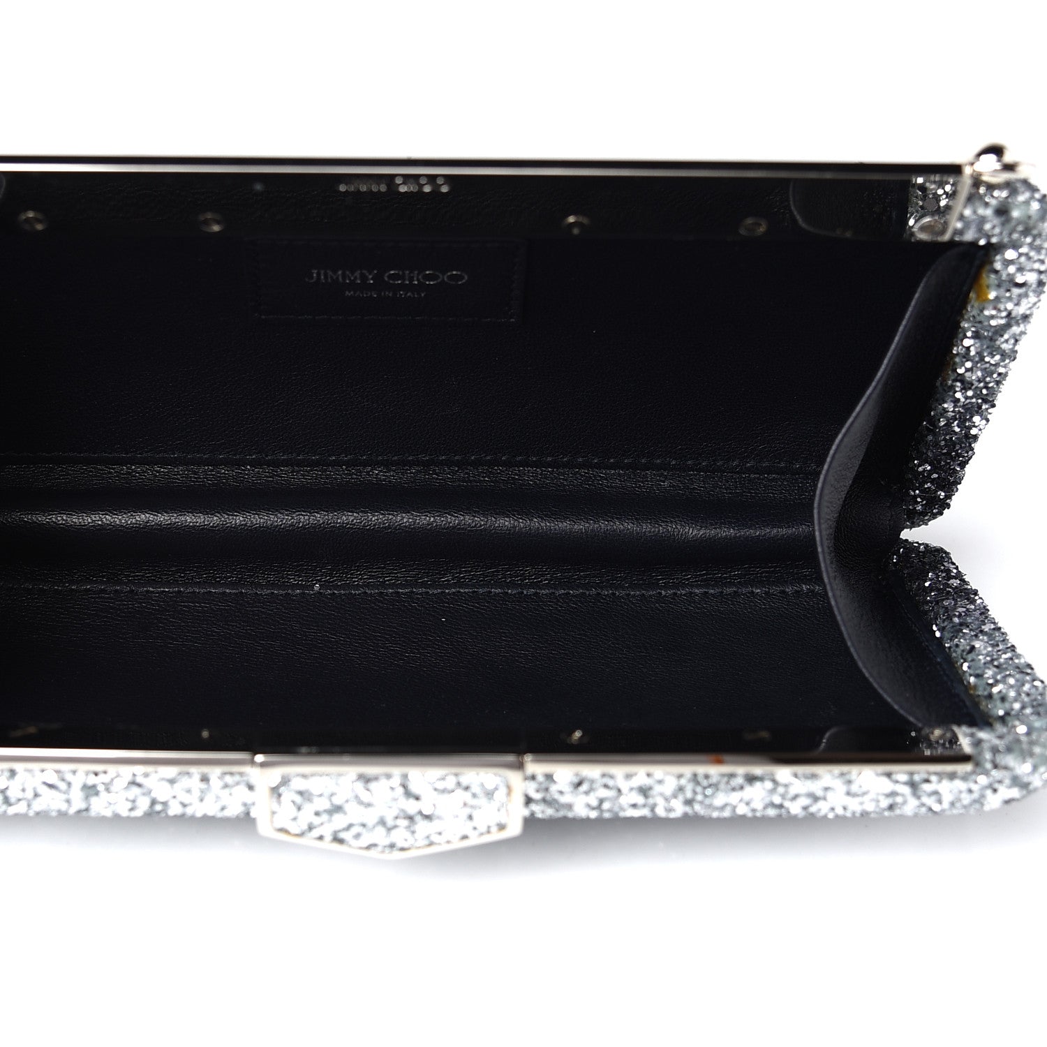 Jimmy Choo Coarse Glitter Ellipse Clutch Navy Silver 5 of 8