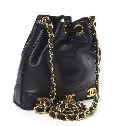 Chanel Lambskin Drawstring Bucket Bag Black 4 of 12