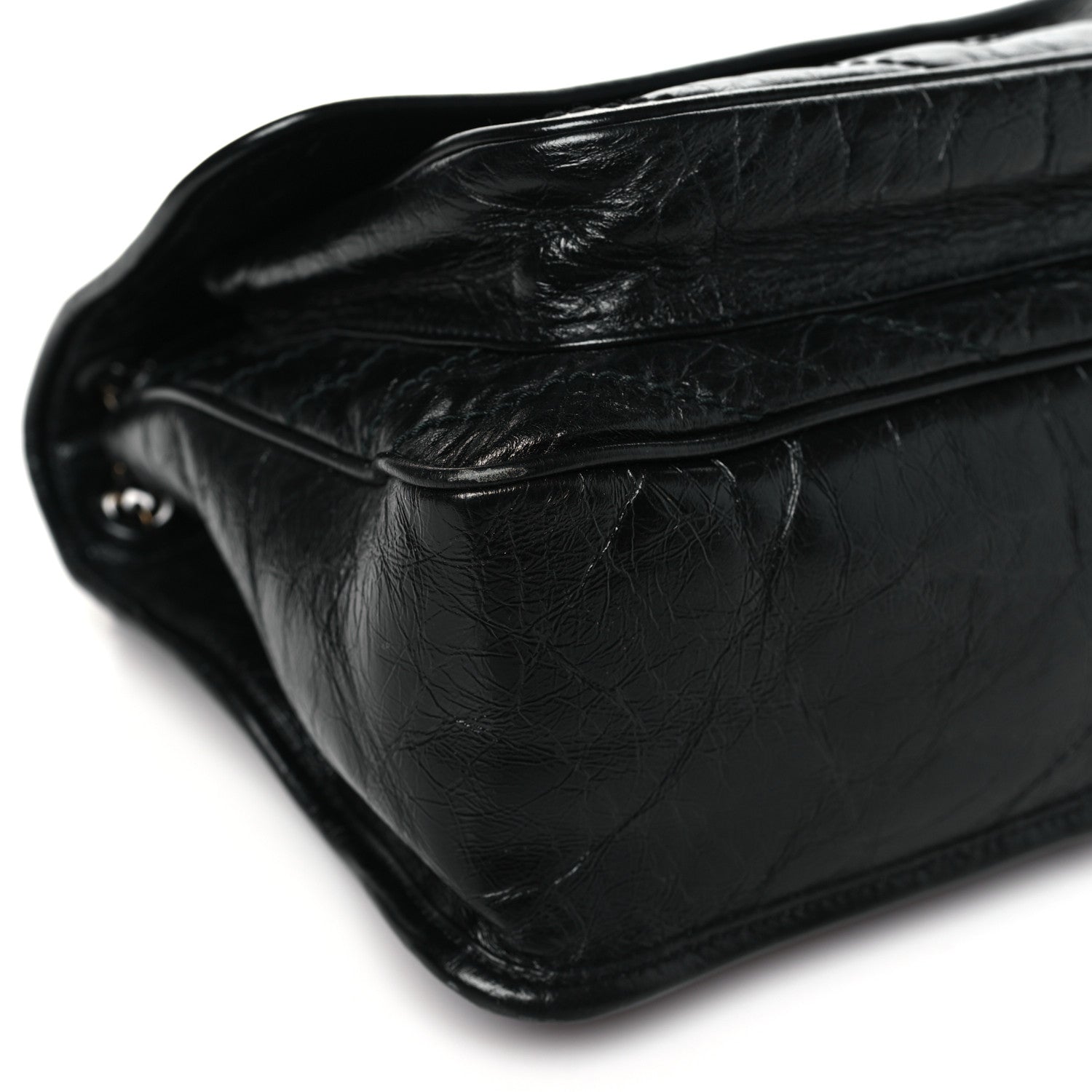 Saint Laurent Crinkled Calfskin Matelasse Monogram Medium Niki Chain Satchel Black 9 of 12