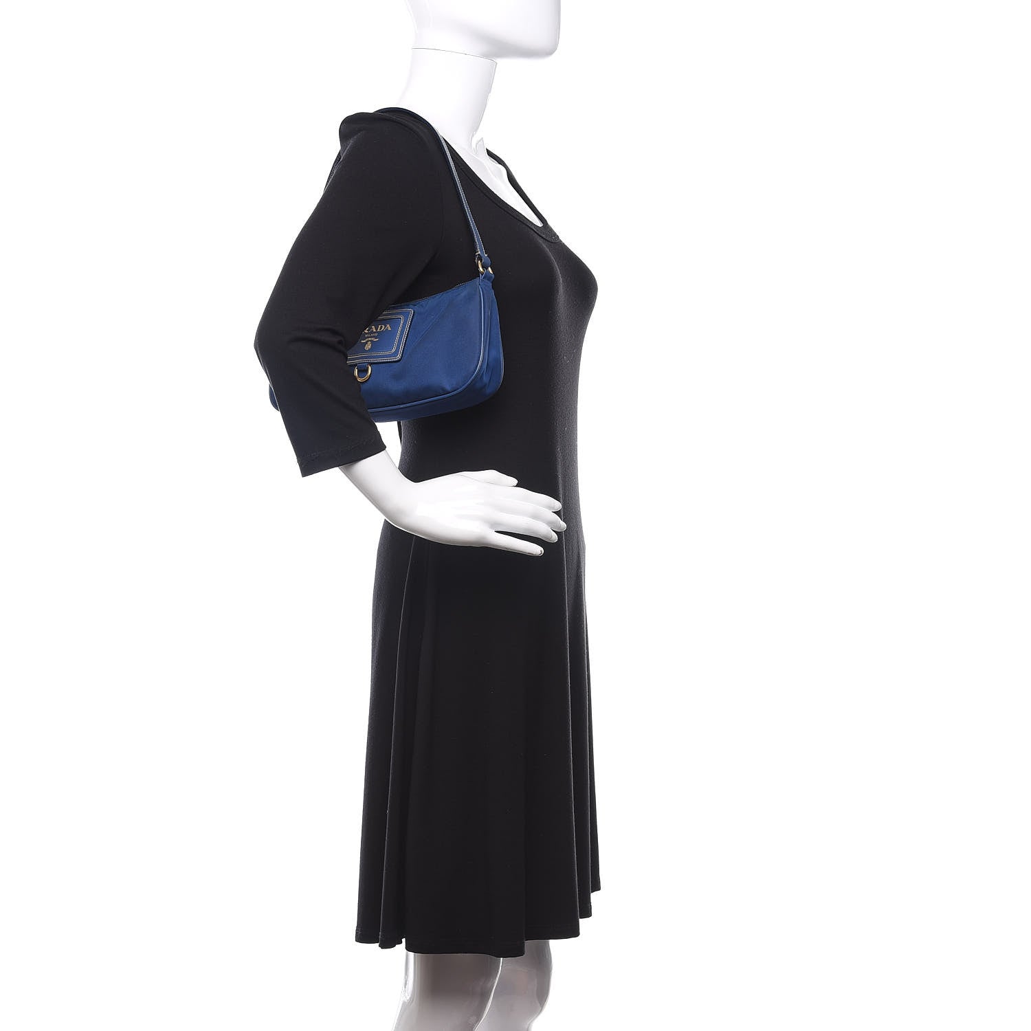 Prada Tessuto Nylon Saffiano Pochette Bag Bluette 2 of 10