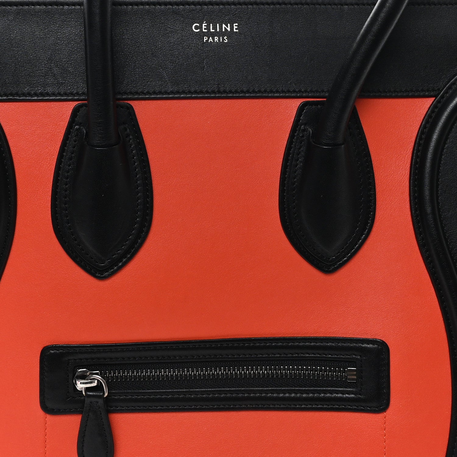 Celine Elephant Calfskin Mini Tri-Color Luggage Bright Orange 6 of 11