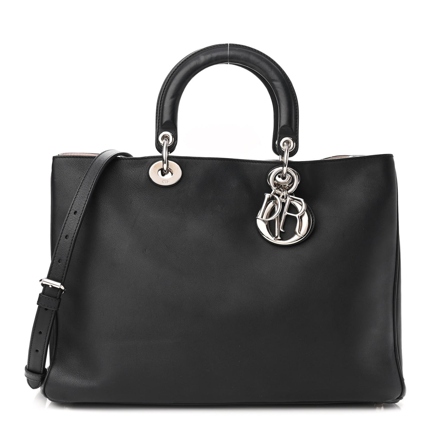 Smooth Calfskin Large Diorissimo Tote Black Rose Poudre