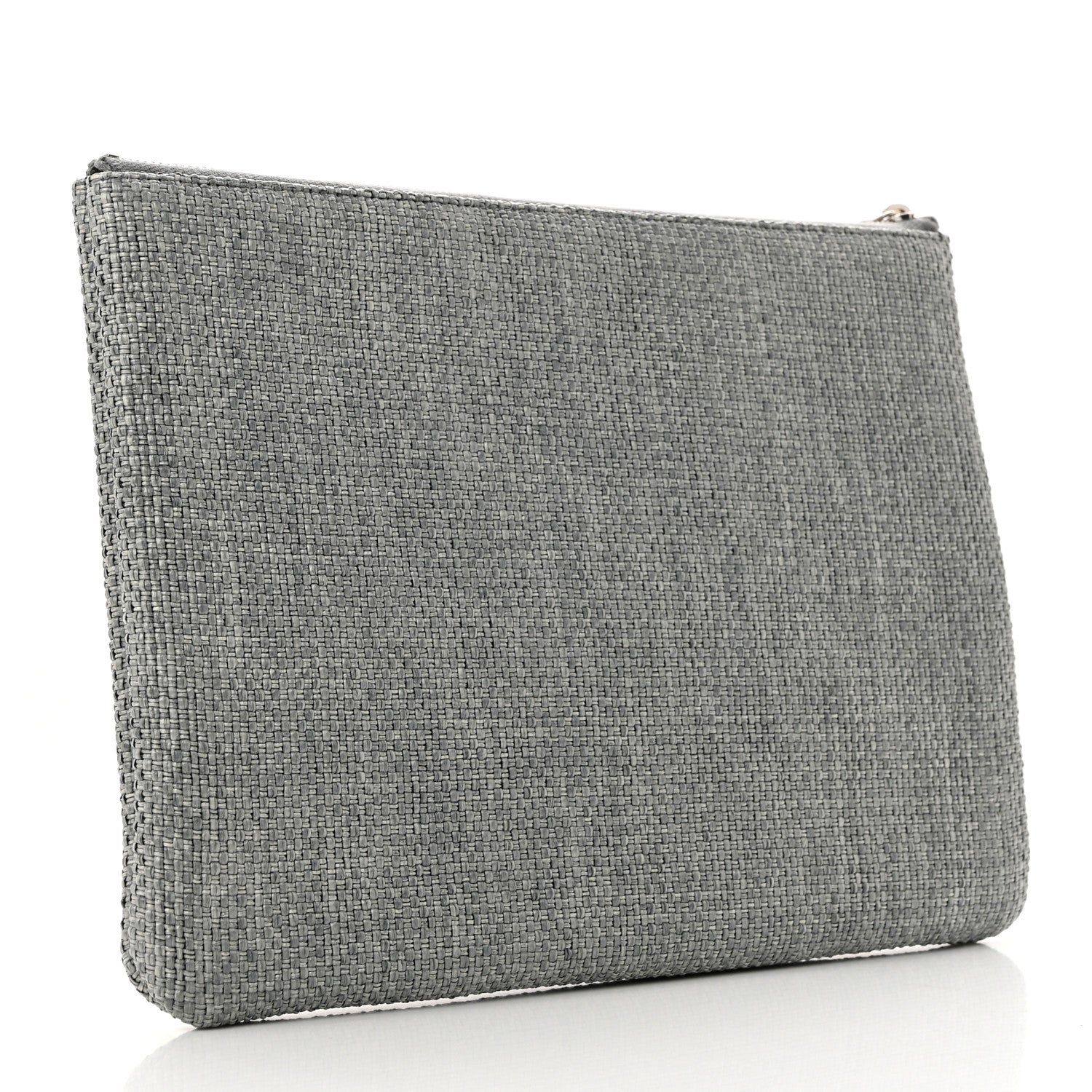 Chanel Woven Straw Raffia Medium Deauville Pouch Grey 3 of 7