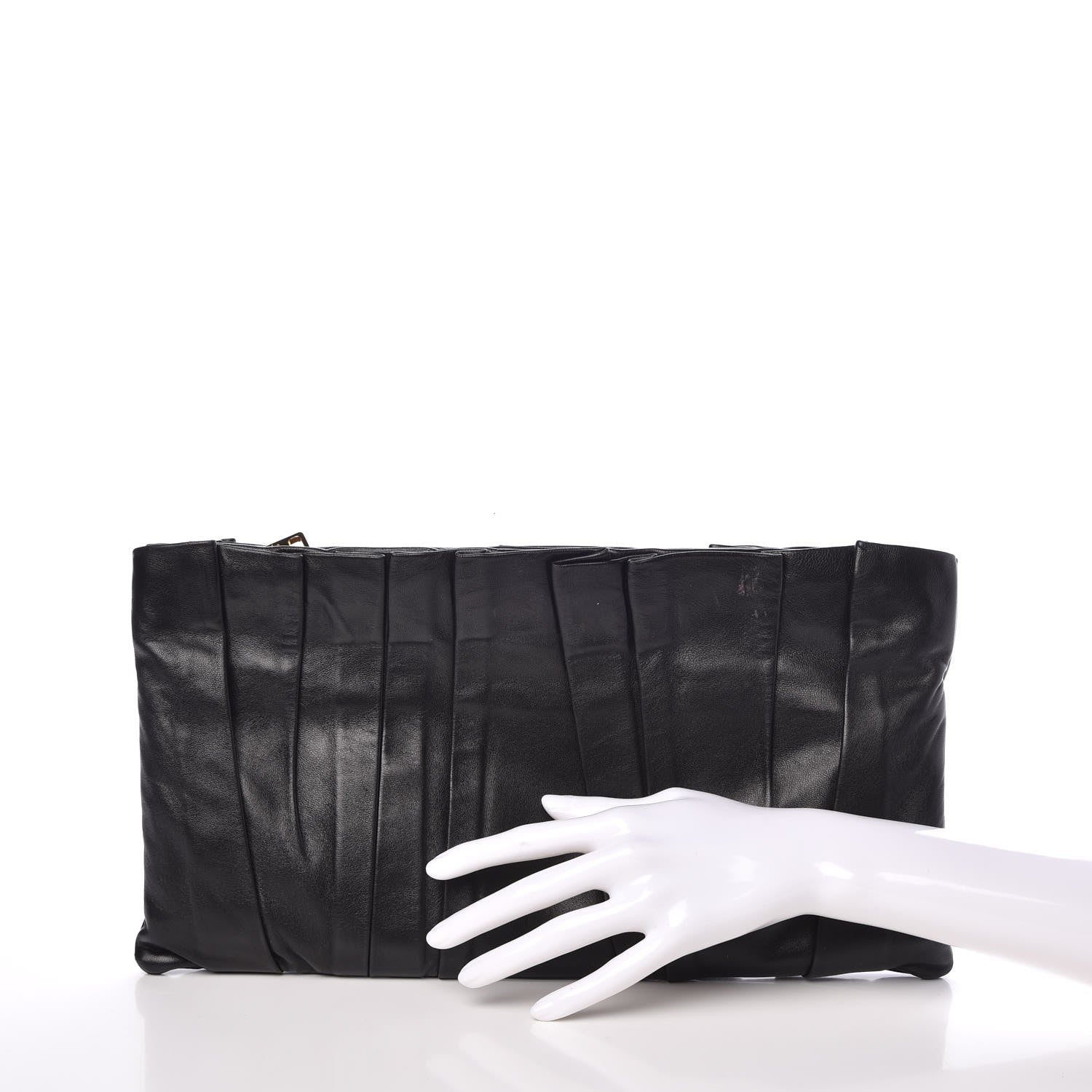 Prada Nappa Pleated Clutch Black 2 of 13