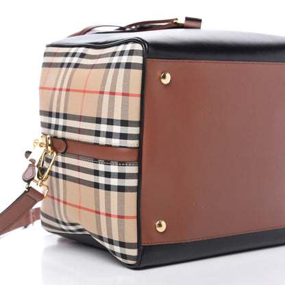 Burberry Smooth Calfskin House Check Medium Cube Bowling Bag Archive Beige 6 of 10