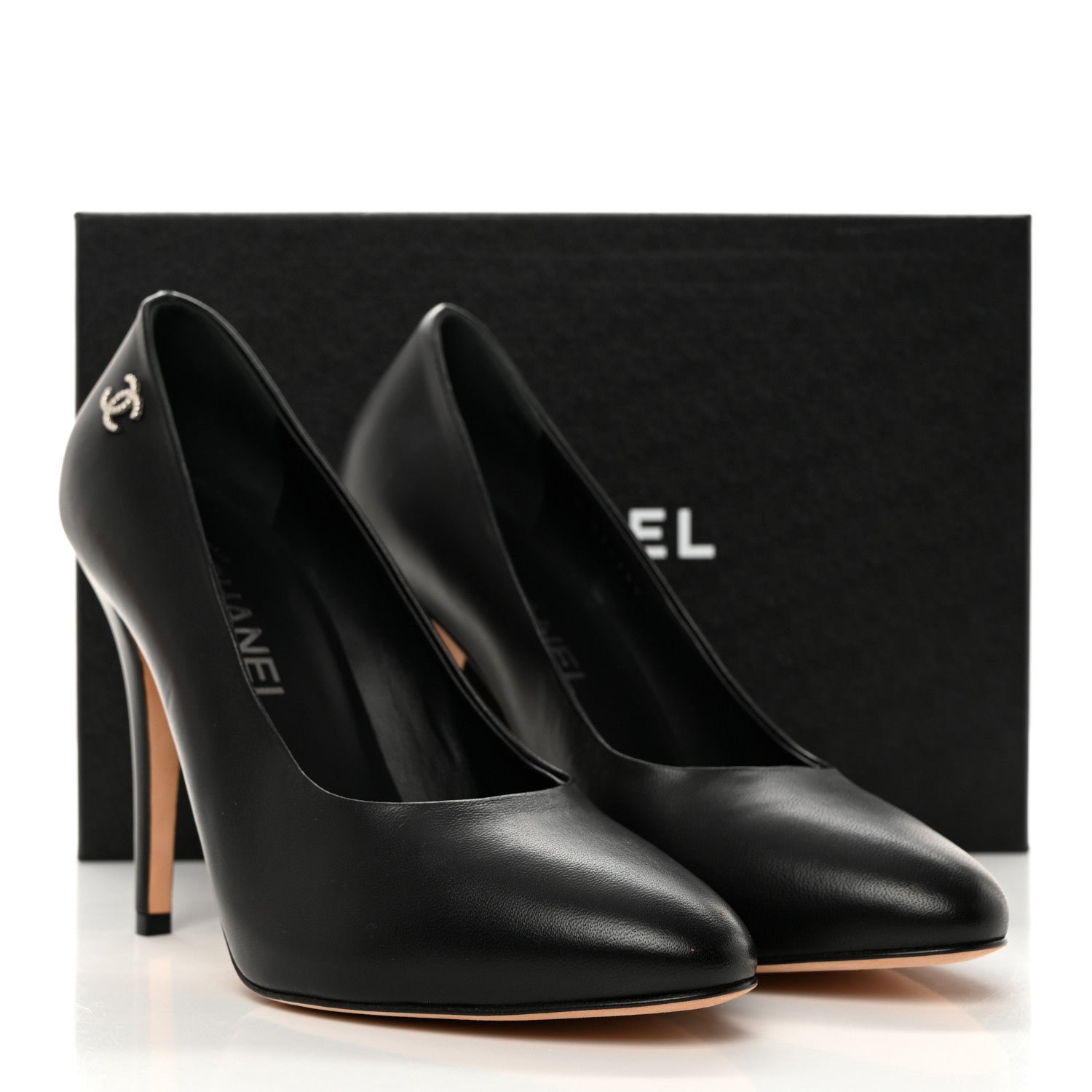 Chanel Lambskin CC Pumps 39.5 Black 2 of 9