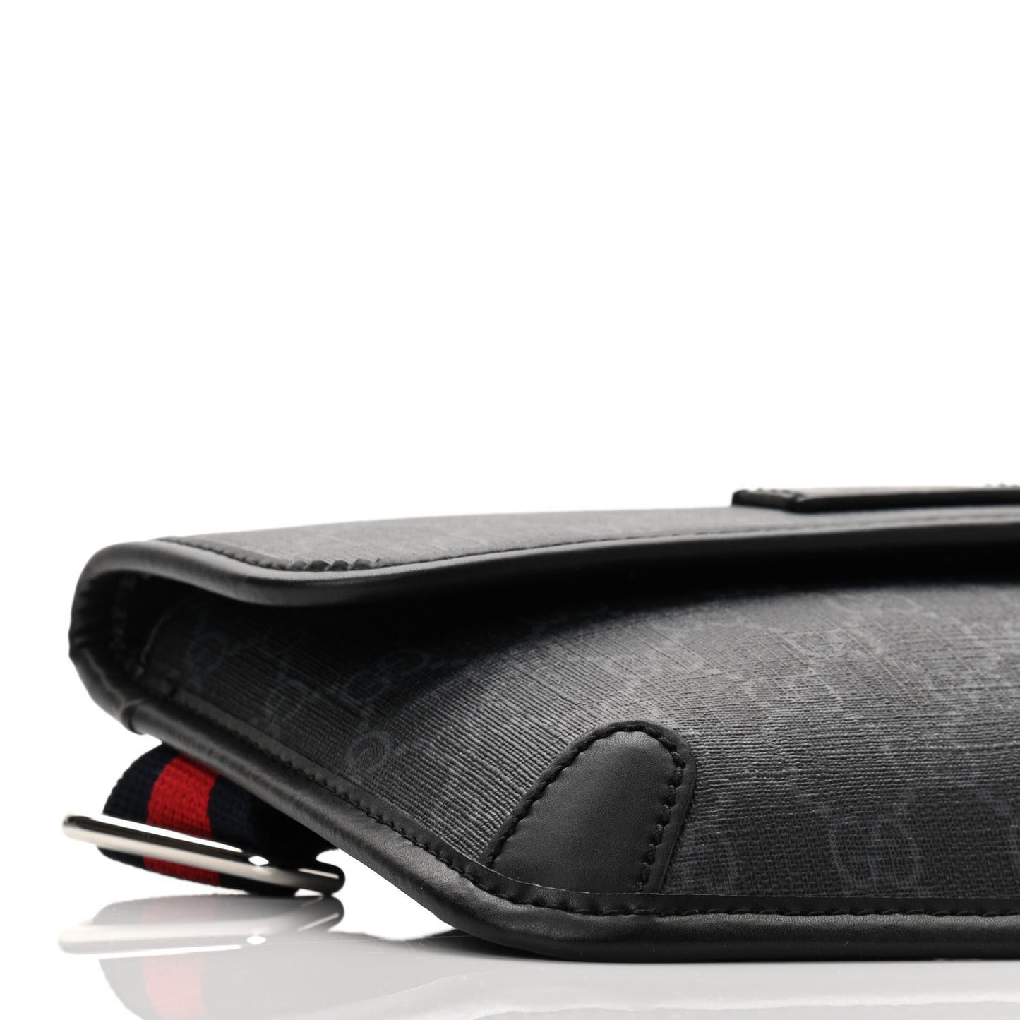 GG Supreme Monogram Web Slim Belt Bag Black Grey