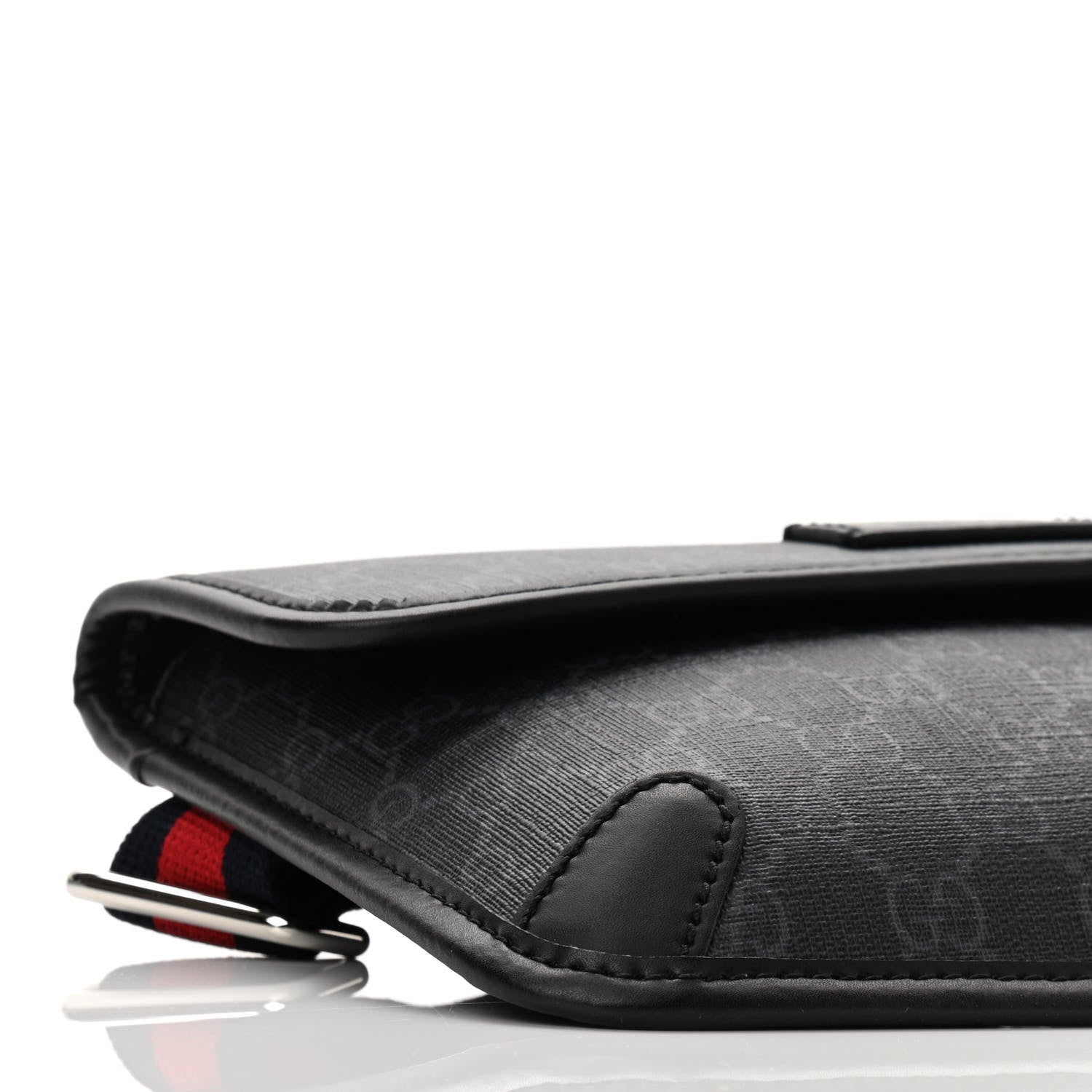 Gucci GG Supreme Monogram Web Slim Belt Bag Black Grey 10 of 11