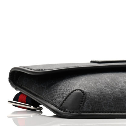 Gucci GG Supreme Monogram Web Slim Belt Bag Black Grey 10 of 11