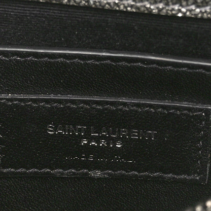Saint Laurent Metallic Grain De Poudre Matelasse Chevron Monogram Medium College Bag Gunmetal 5 of 9