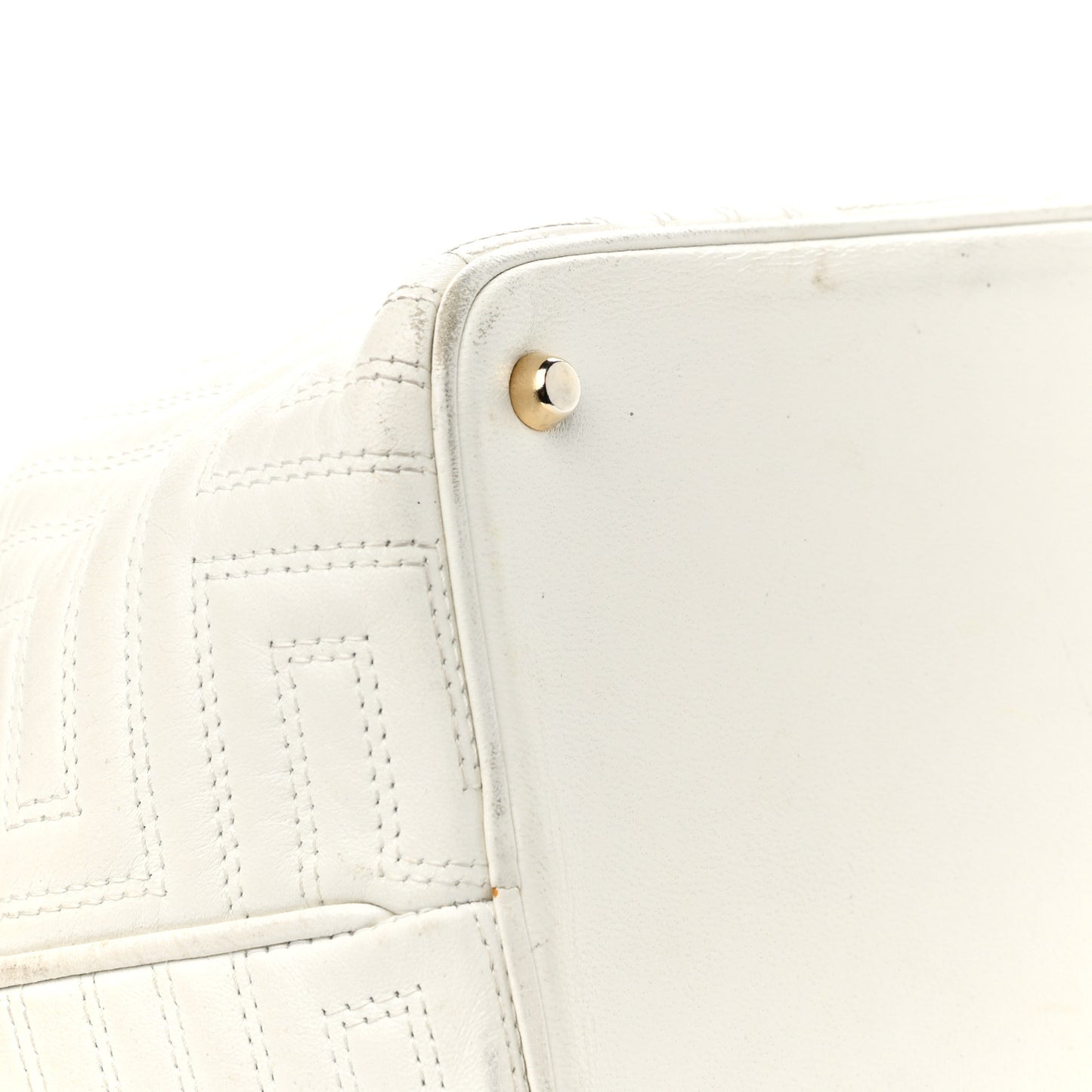 Calfskin Palazzo Embroidered Medusa Tote White