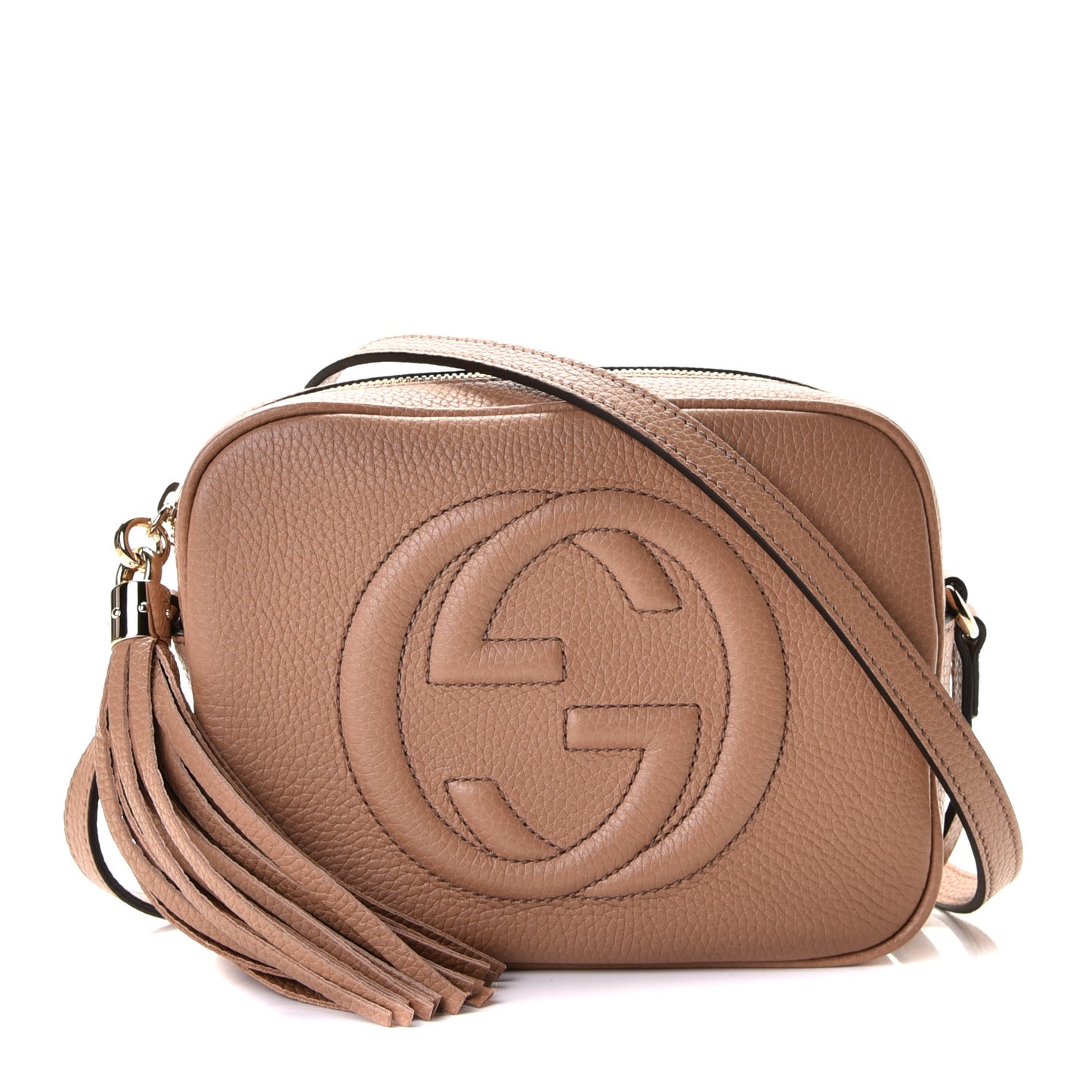 Pebbled Calfskin Small Soho Disco Bag Camelia