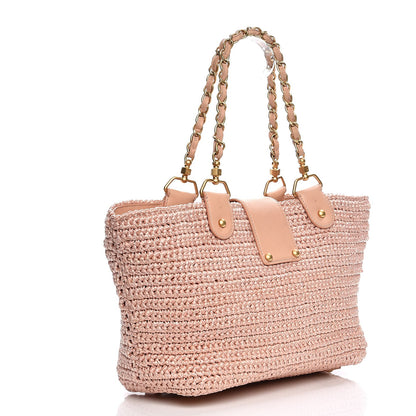 Chanel Straw Raffia Tote Pink 3 of 16