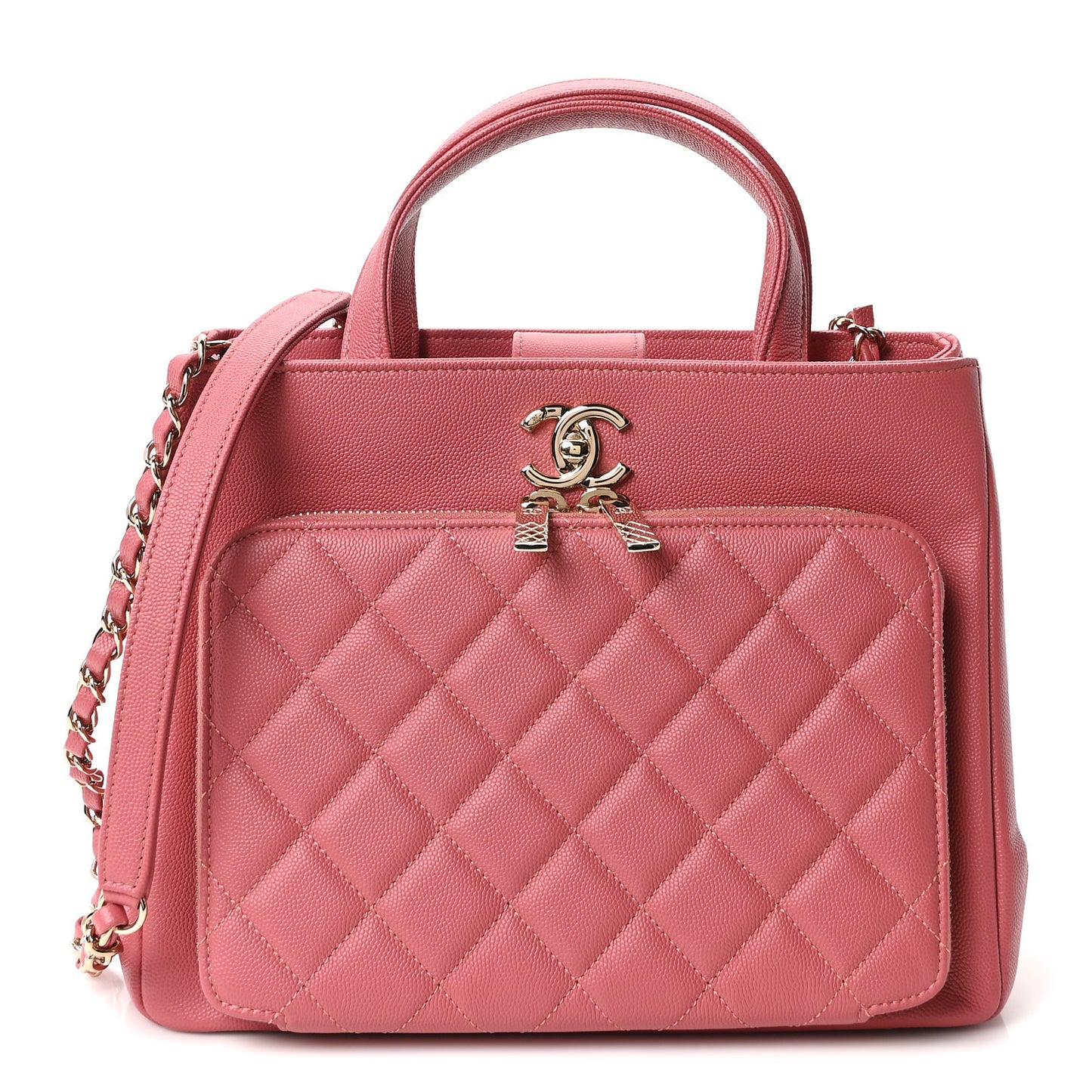 Caviar Quilted Small Business Affinity Shopping Bag Pink
