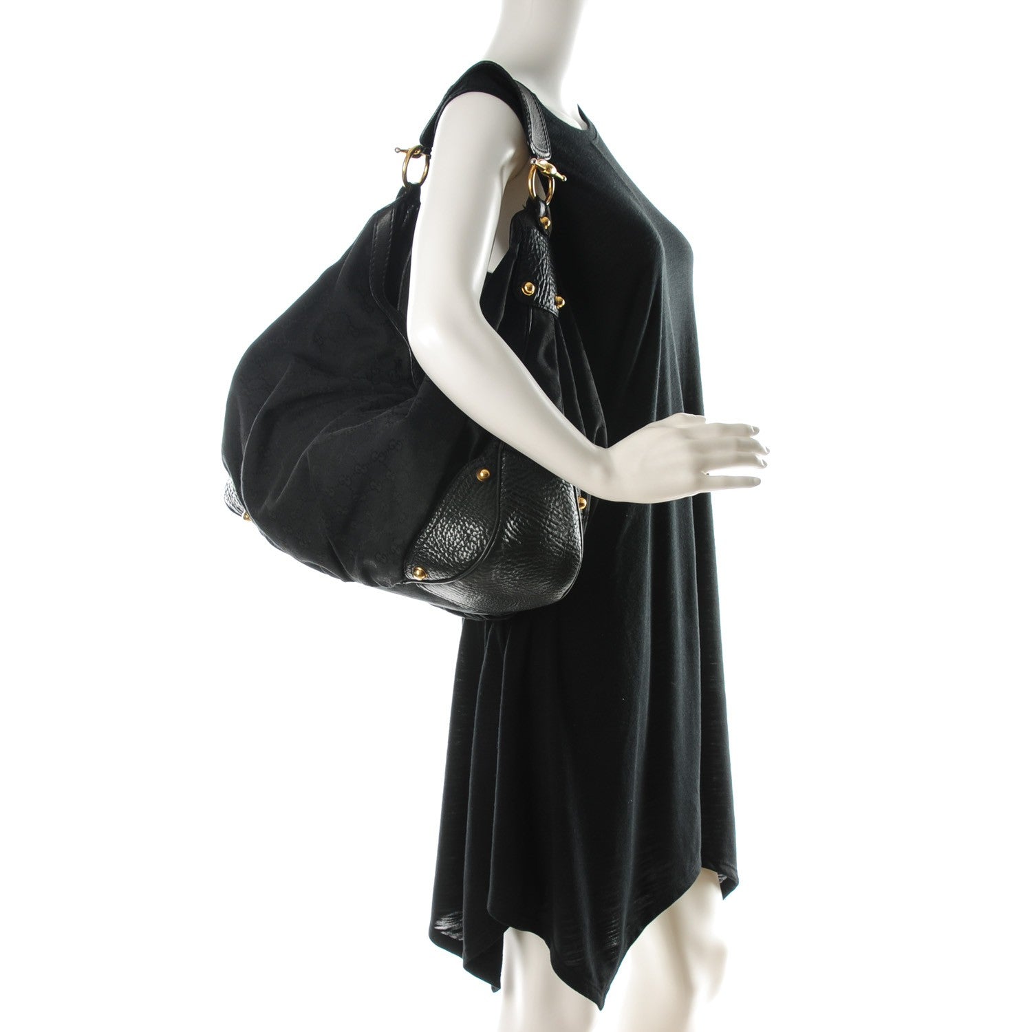 Gucci Monogram Large Jockey Hobo Black 2 of 8