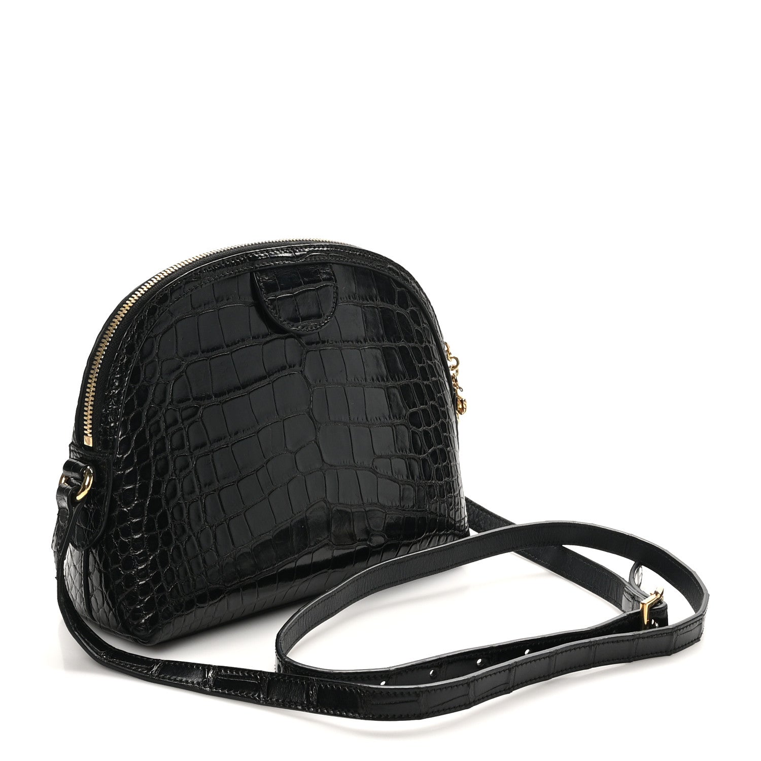 Gucci Alligator Small GG Charm Dome Bag Black 3 of 10