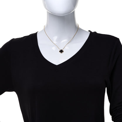 Van Cleef & Arpels 18K Yellow Gold Black Onyx Vintage Alhambra Pendant Necklace 2 of 6