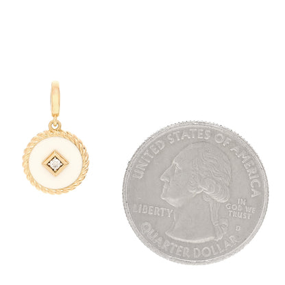 David Yurman 18K Yellow Gold Diamond Enamel Cable Collectibles Enhancer Pendant White 2 of 4