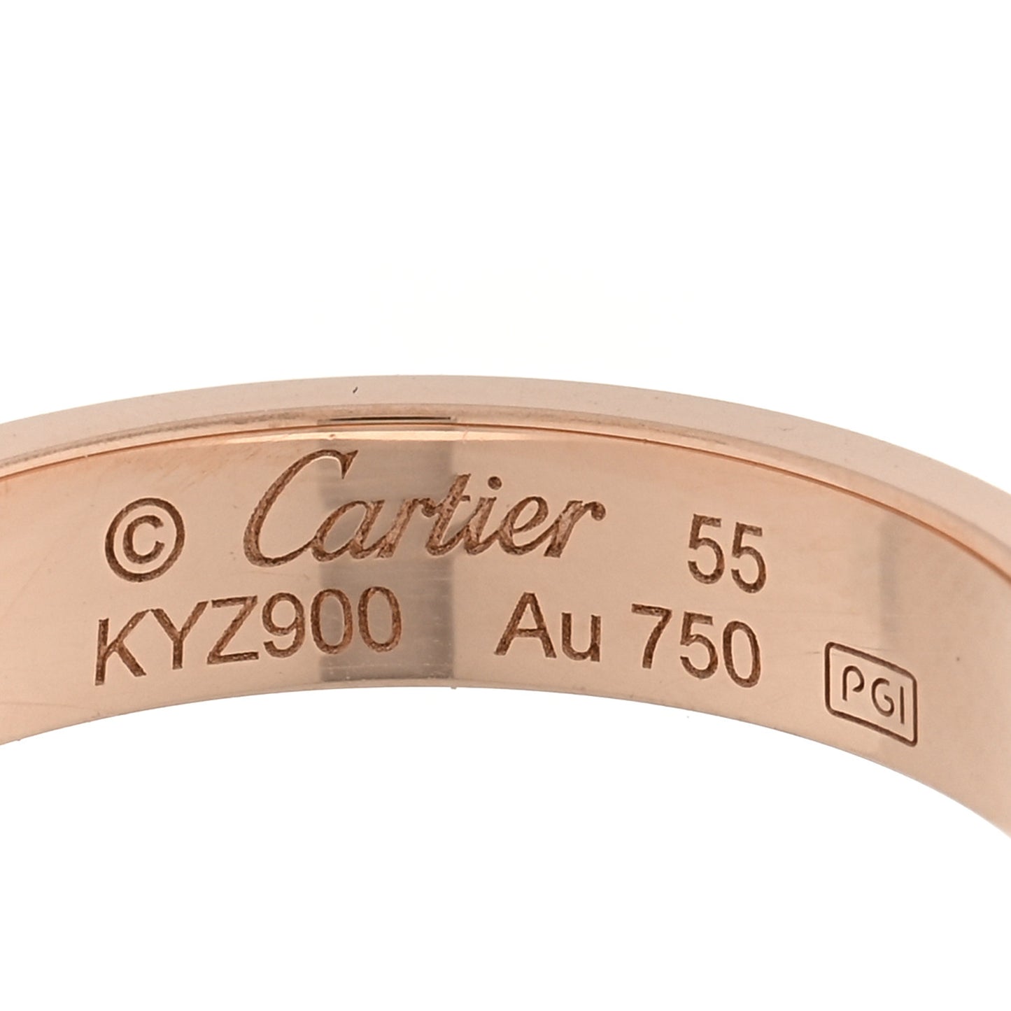 18K Pink Gold Diamond 4mm LOVE Wedding Band Ring 55 7.25