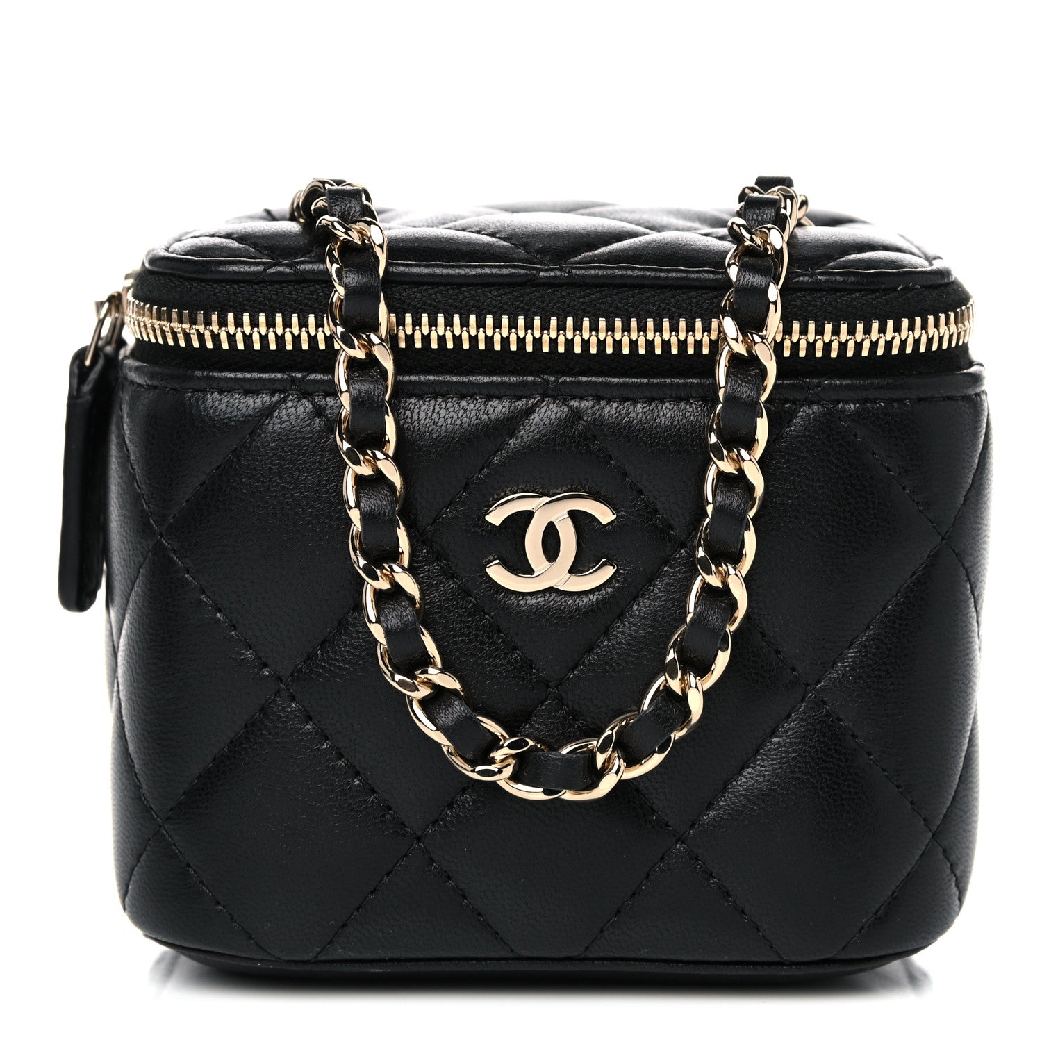 Chanel Lambskin Quilted Mini Vanity Case With Chain Black 1 of 9
