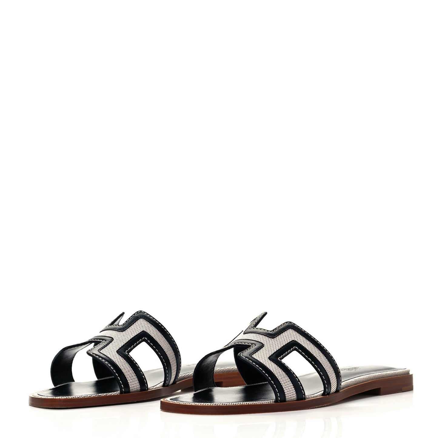 Calfskin Canvas Oran Sandals 36 Black