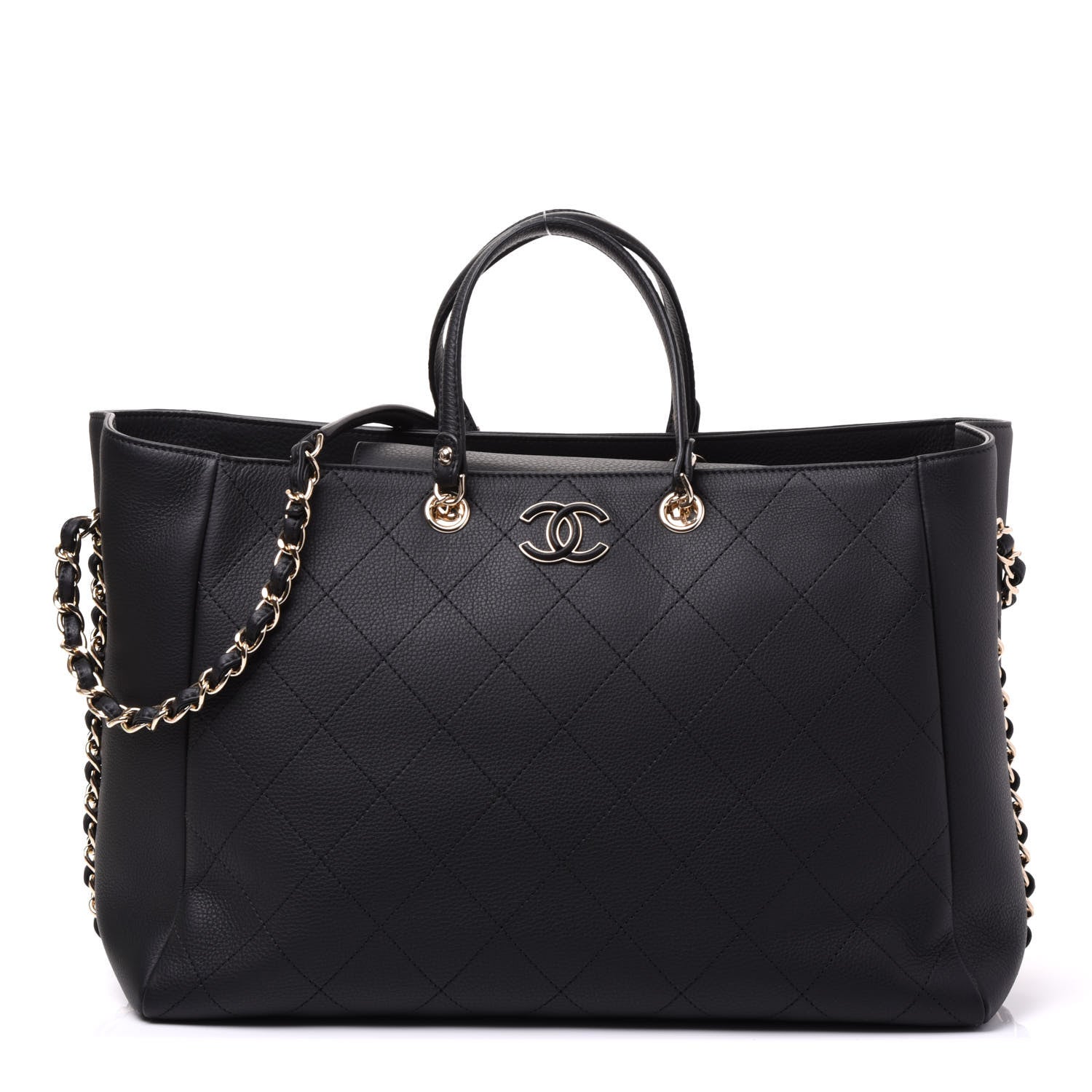 Chanel Bullskin Stitched Large Shopping Bag Black 1 of 12