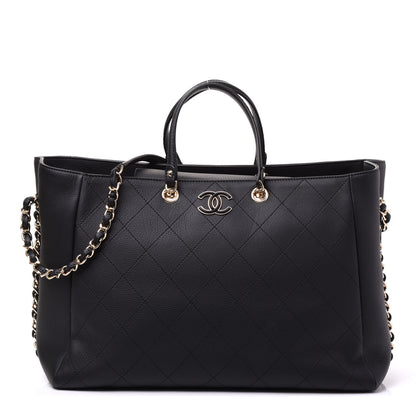 Chanel Bullskin Stitched Large Shopping Bag Black 1 of 12