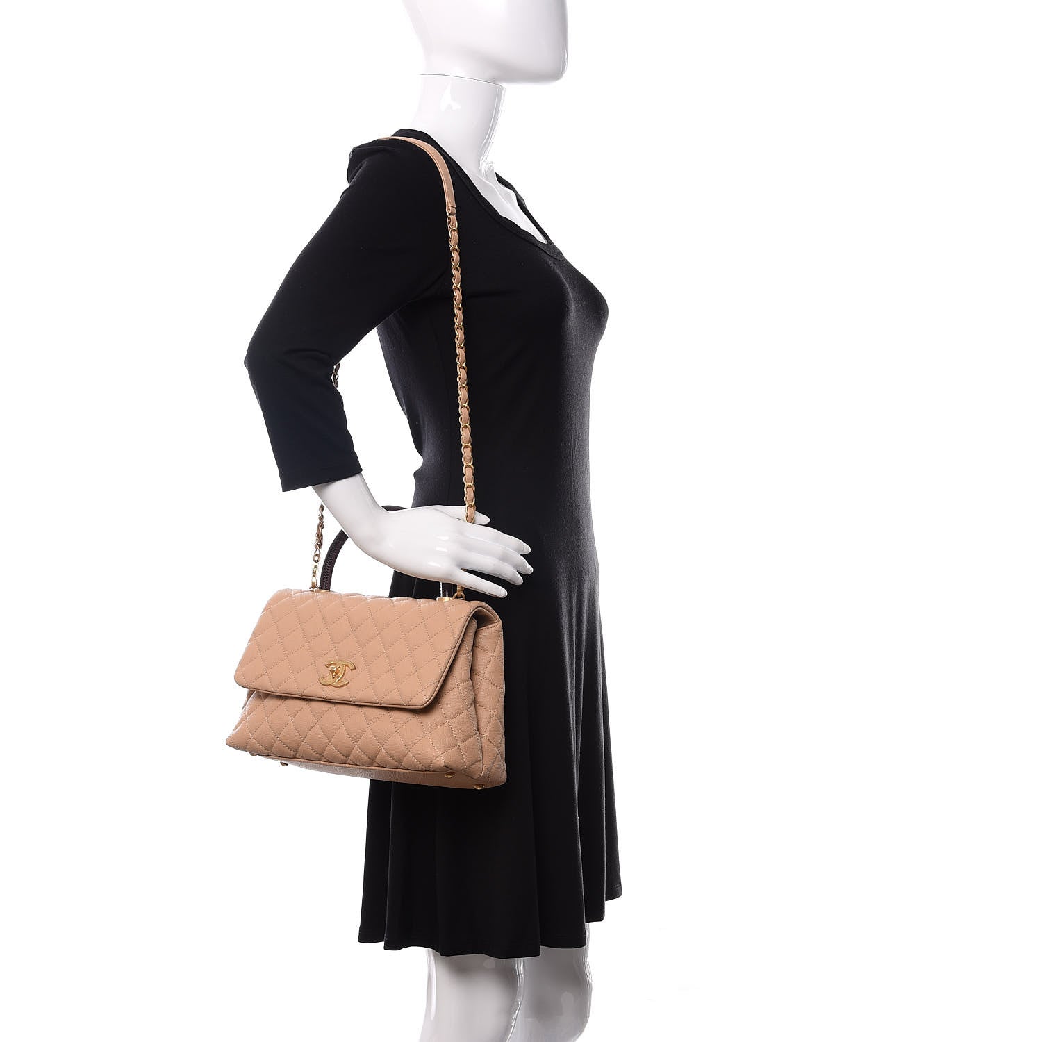 Chanel Caviar Lizard Embossed Quilted Small Coco Handle Flap Beige 2 of 12