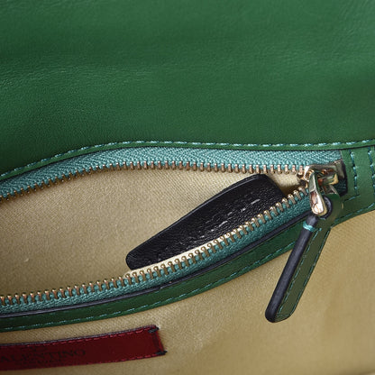 Valentino Garavani Vitello Medium Glam Lock Rockstud Flap Pop Green 7 of 8