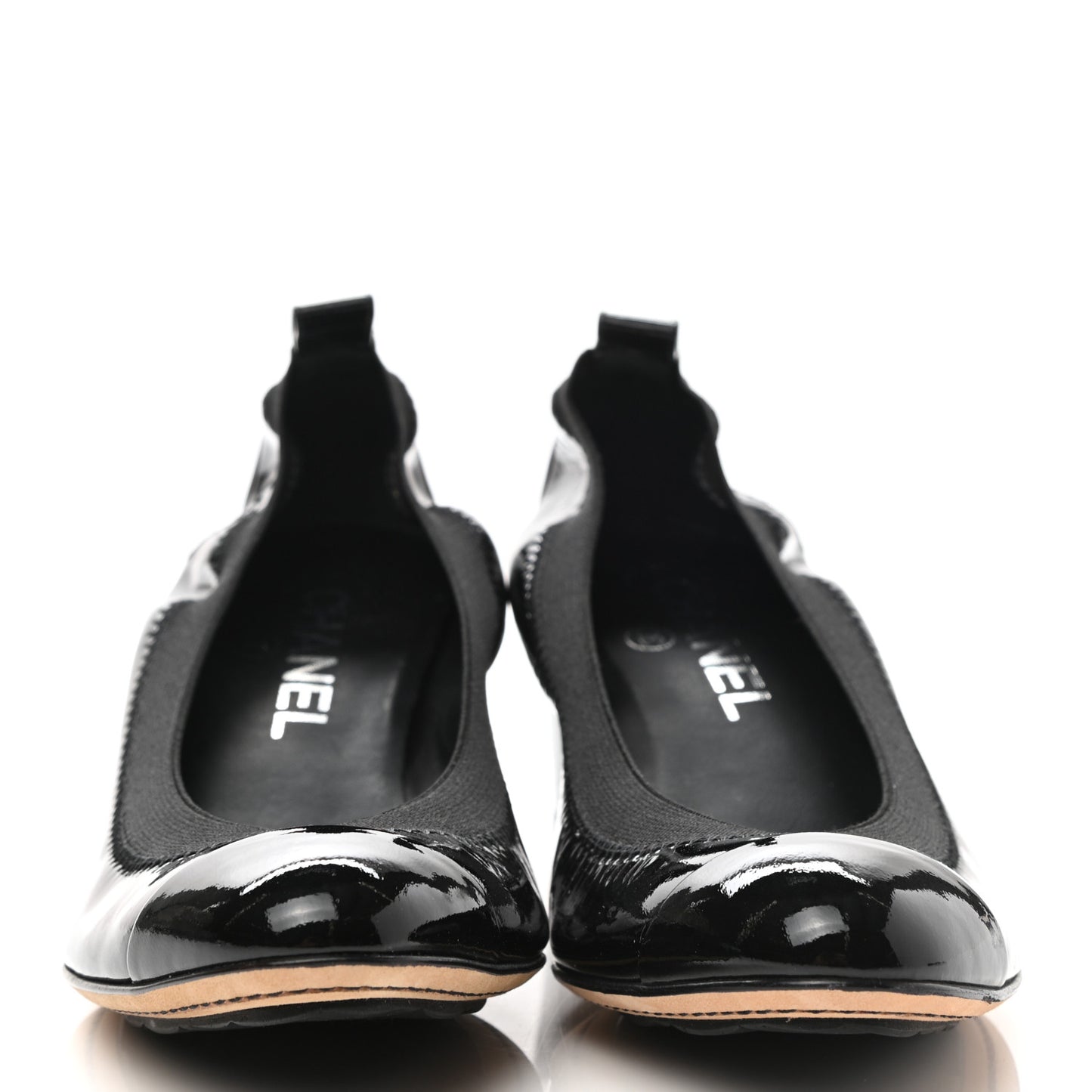 Lambskin Patent CC Elastic Stretch Pumps 36.5 Black