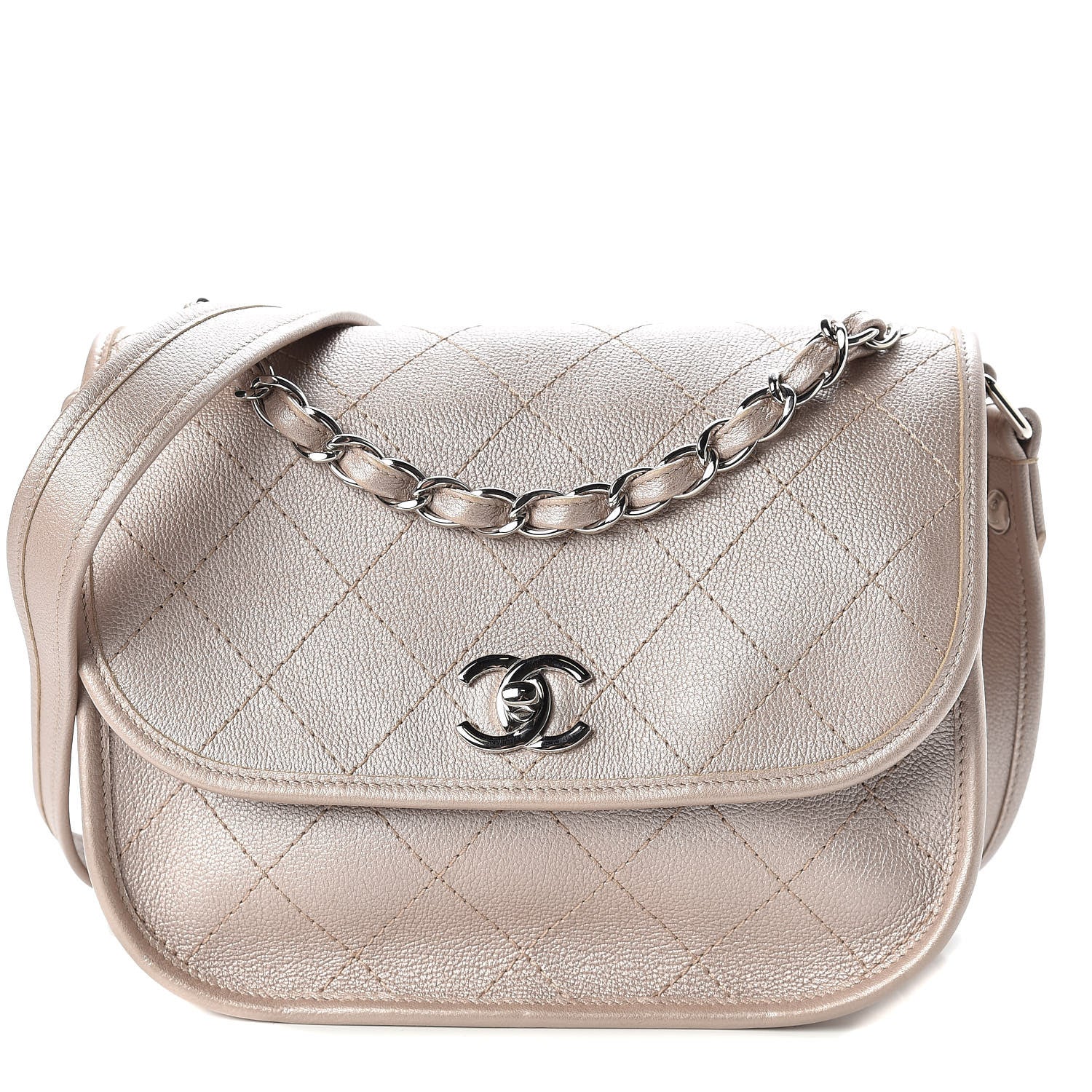 Chanel Metallic Calfskin Quilted Jungle Stroll Messenger Bag Gold 1 of 12