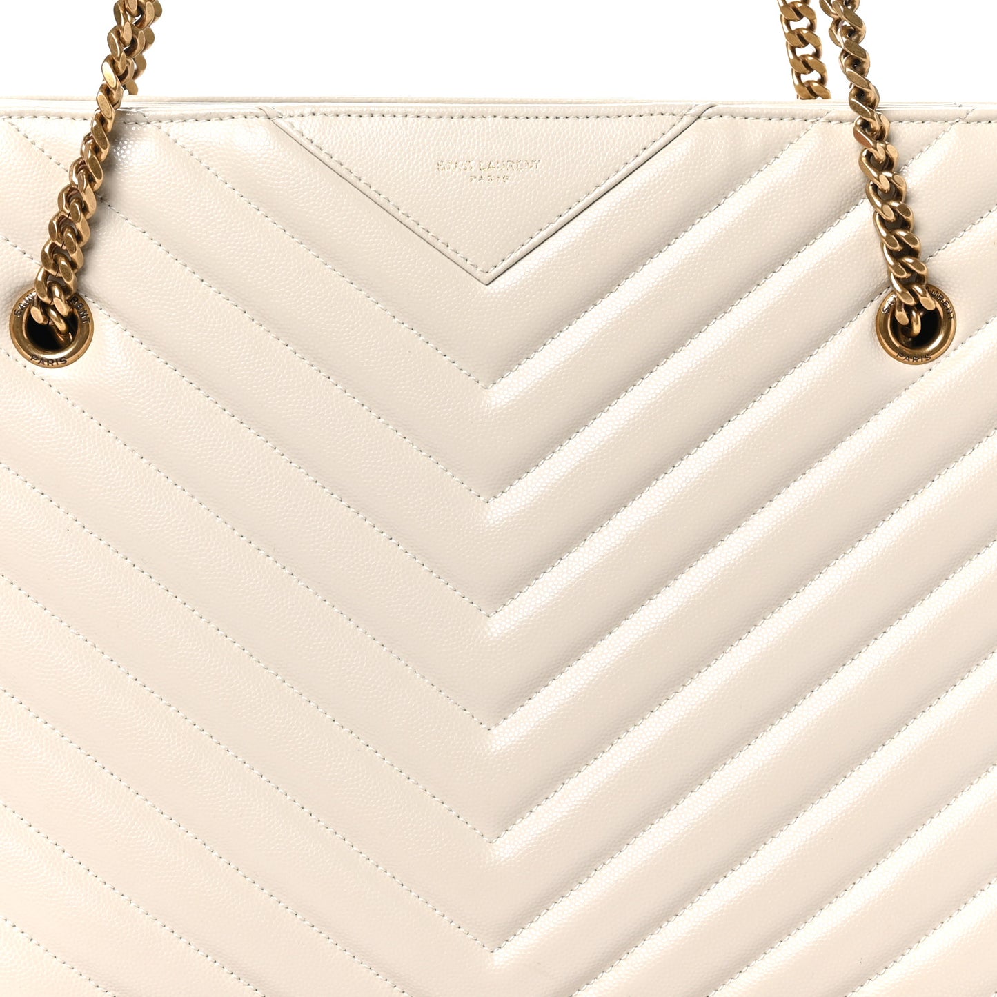 Grain de Poudre Matelasse Chevron Medium Tribeca Shopping Bag Crema Soft