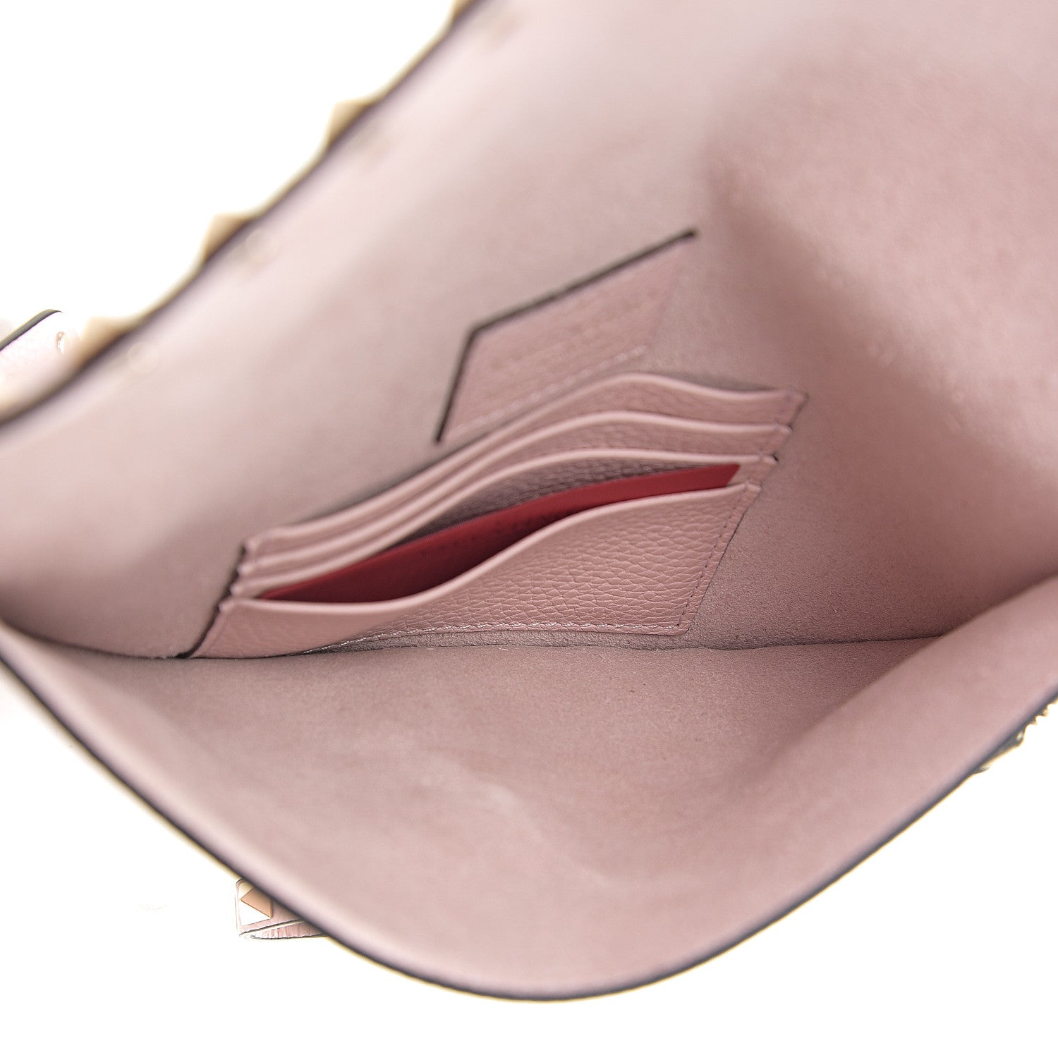Valentino Garavani Pebbled Calfskin Medium Rockstud Envelope Flat Wristlet Pouch Water Rose 4 of 6