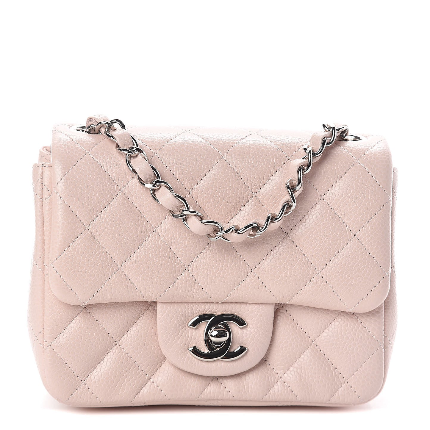 Caviar Quilted Mini Square Flap Pink