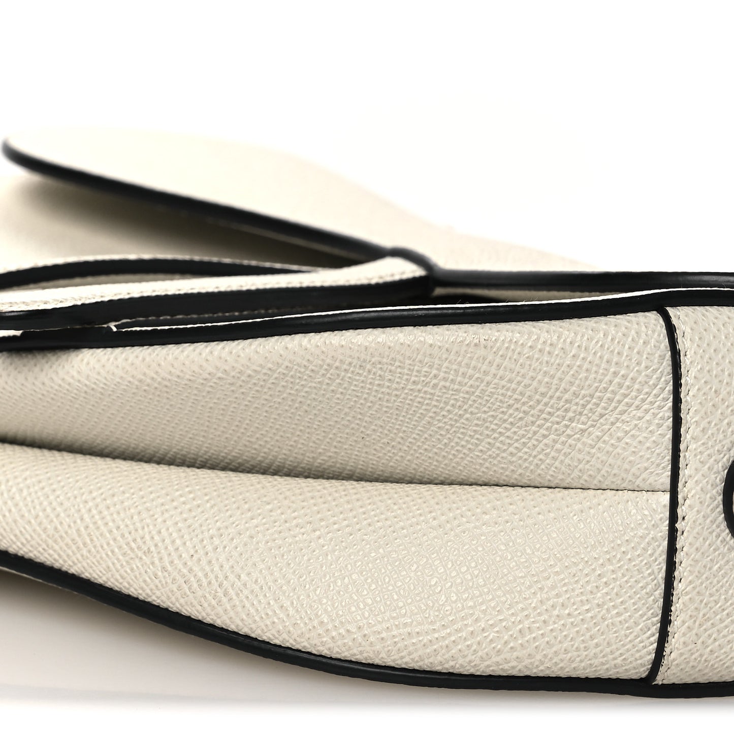 Grained Calfskin Saddle Bag White