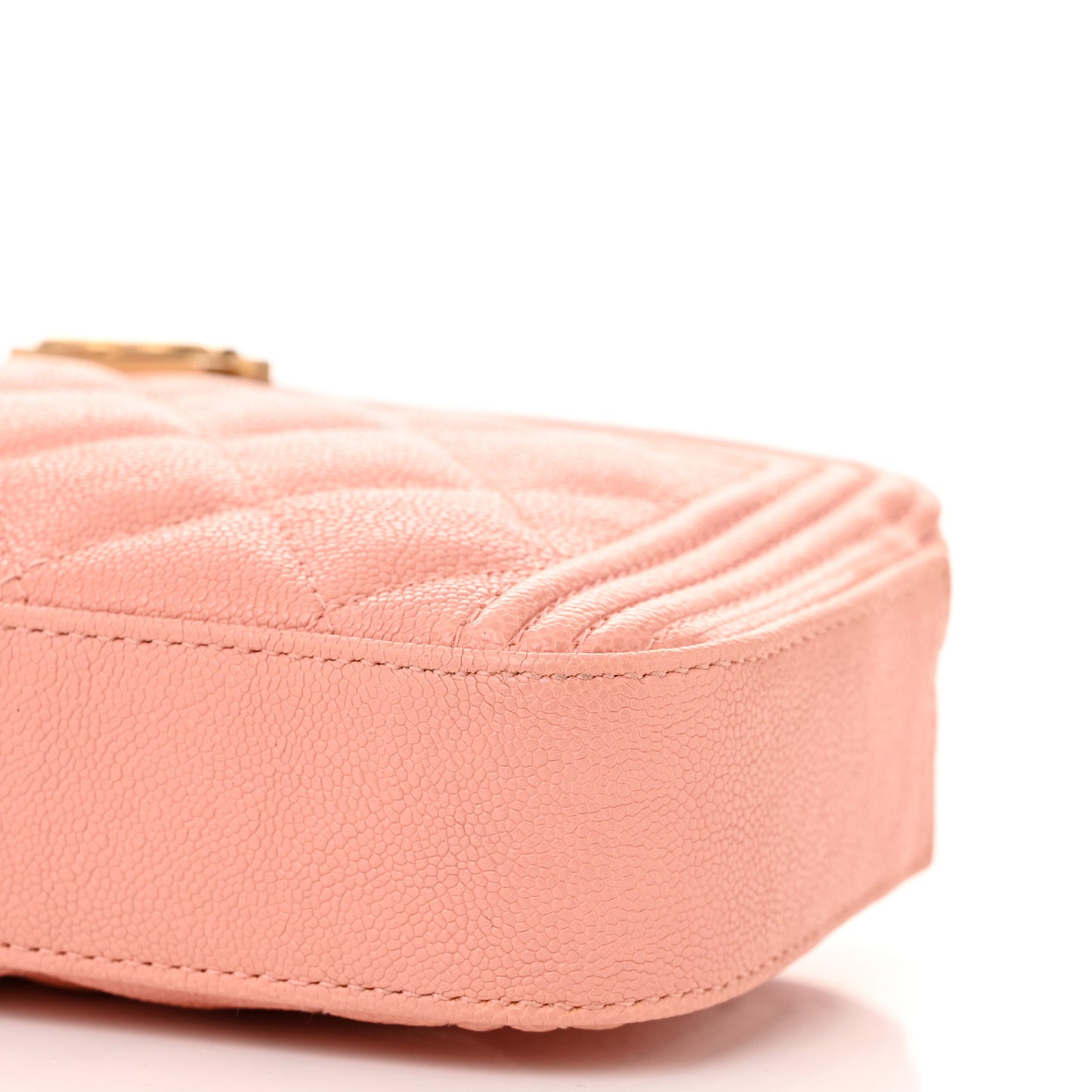 Caviar Quilted Small Boy Clutch With Chain Light Pink