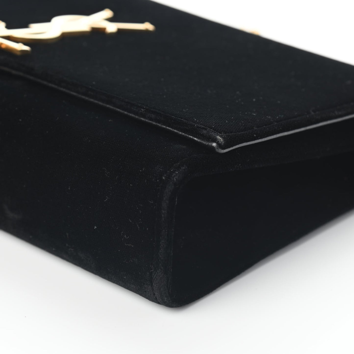 Velvet Medium Monogram Kate Tassel Shoulder Bag Black