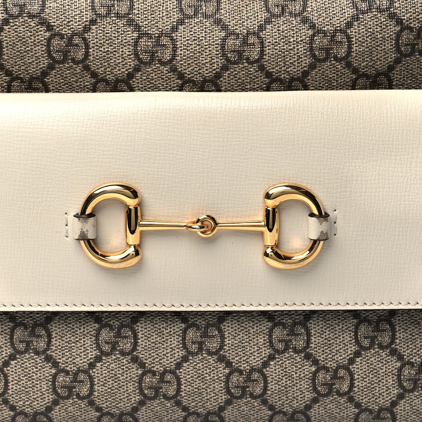 GG Supreme Monogram Small Horsebit 1955 Shoulder Bag Beige Mystic White