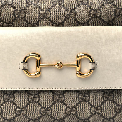 Gucci GG Supreme Monogram Small Horsebit 1955 Shoulder Bag Beige Mystic White 9 of 11