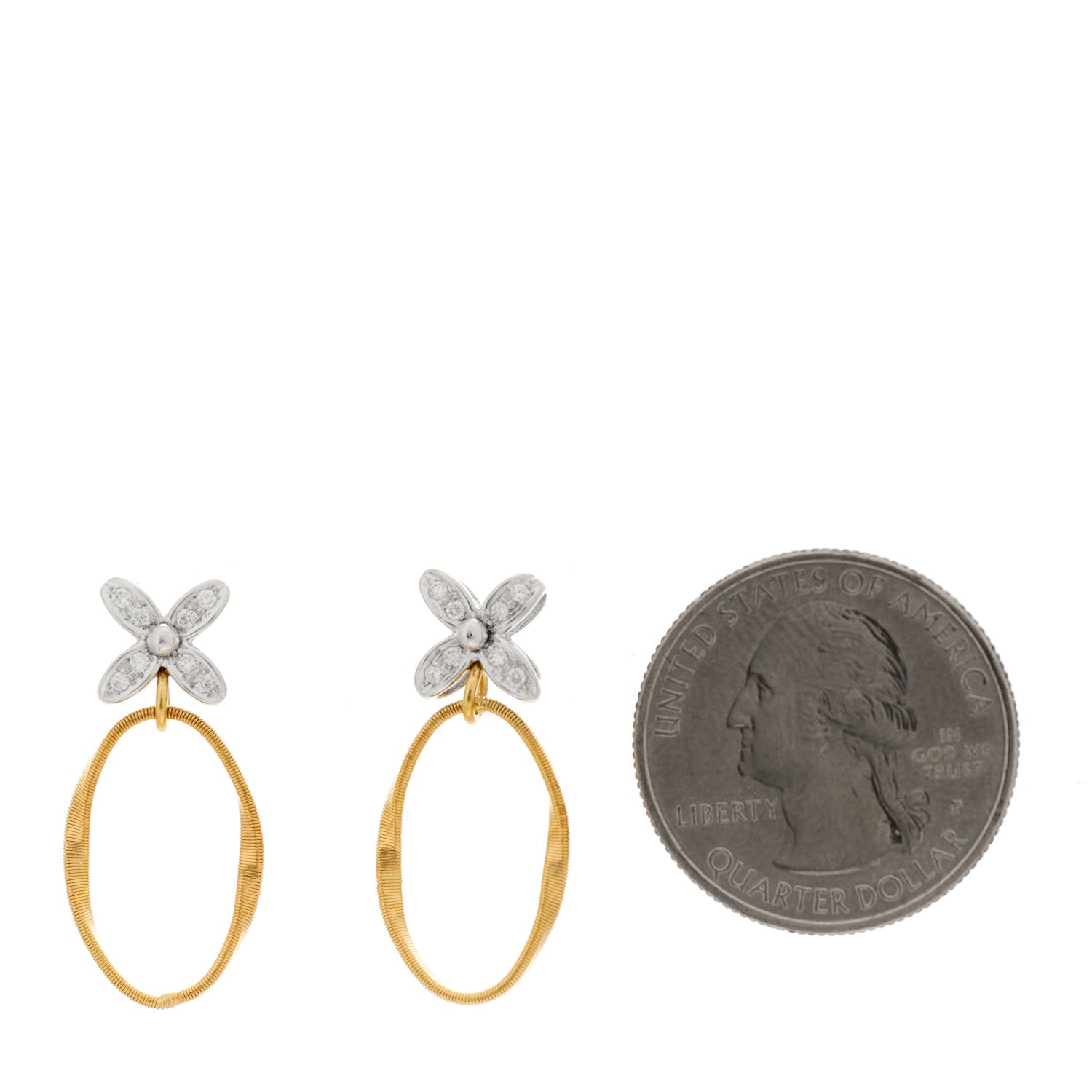 Marco Bicego 18K Yellow White Gold Diamond Marrakech Onde Flower Drop Earrings 2 of 5