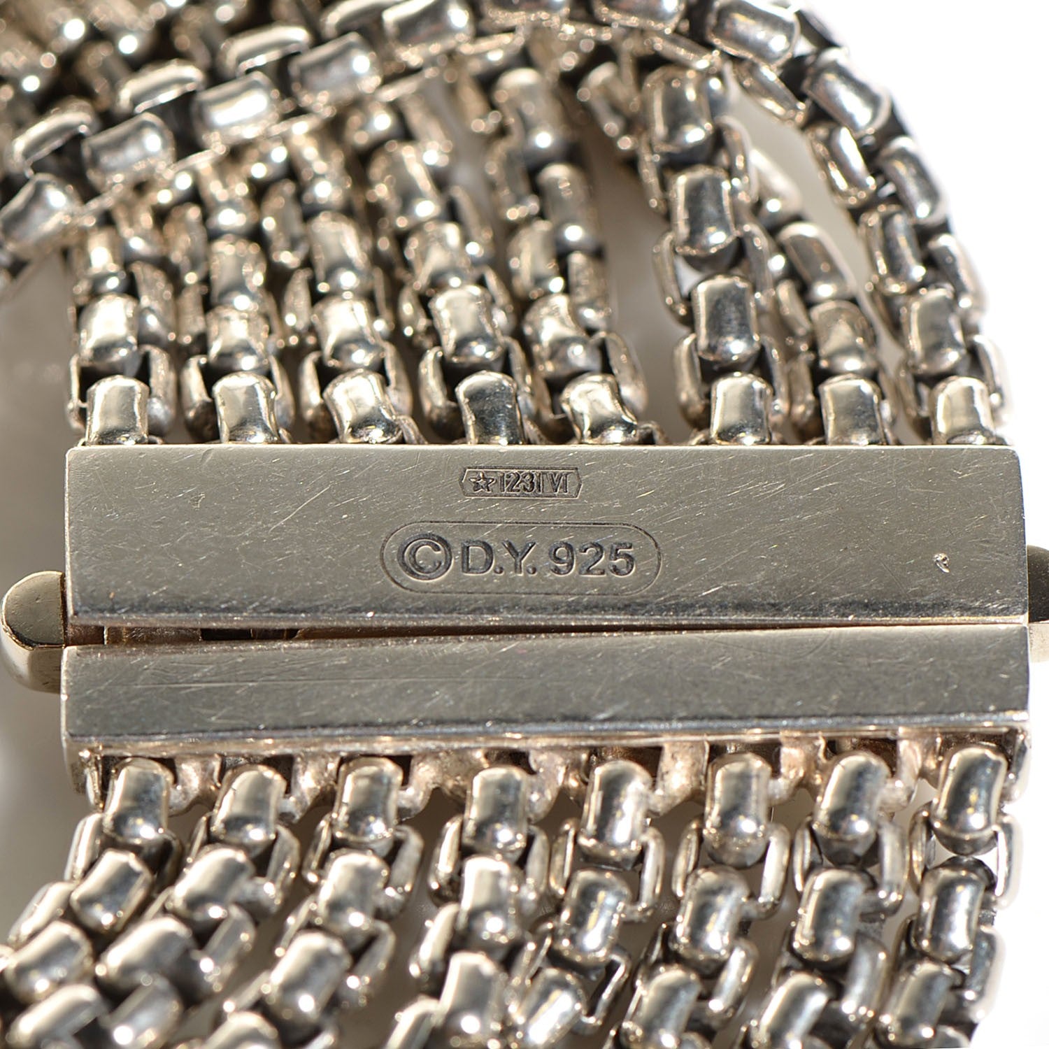 David Yurman Sterling Silver Eight-Row Box Chain Bracelet 4 of 9