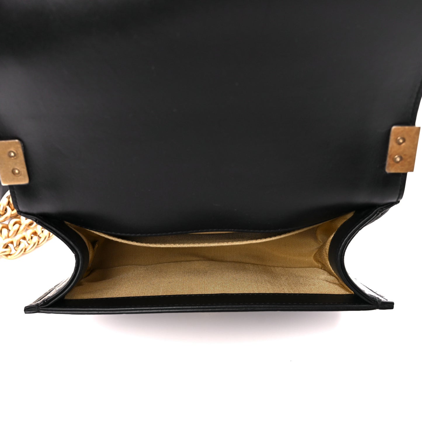 Calfskin Crocodile Embossed Graffiti Cocodile Small Boy Flap Black Gold