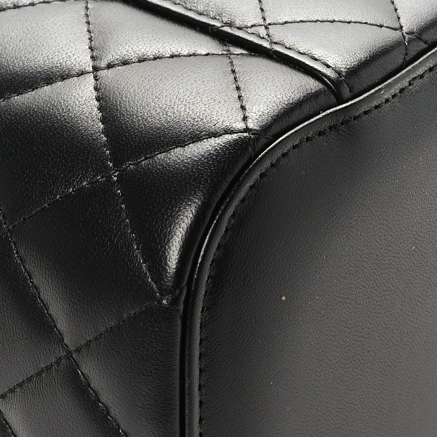 Lambskin Quilted Large Vanity Pouch Black
