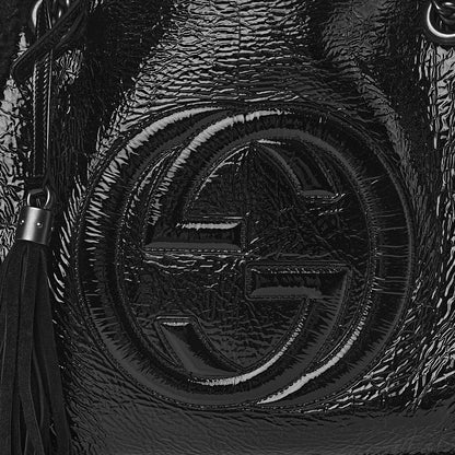 Gucci Patent Shearling Medium Soho Chain Shoulder Bag Black 11 of 11