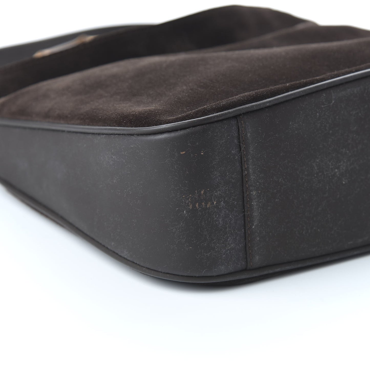 Suede Bamboo Top Handle Tote Dark Brown