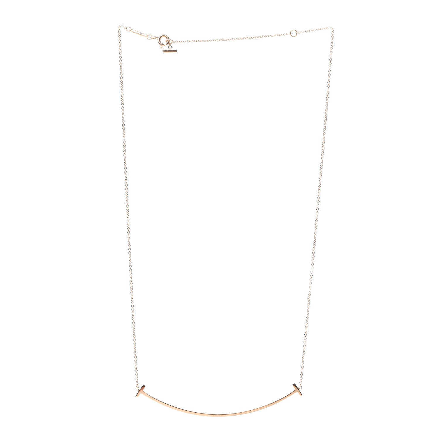 Tiffany 18K Rose Gold Large T Smile Pendant Necklace 3 of 6
