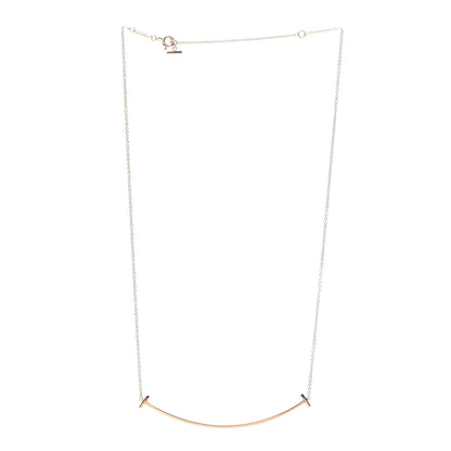 Tiffany 18K Rose Gold Large T Smile Pendant Necklace 3 of 6
