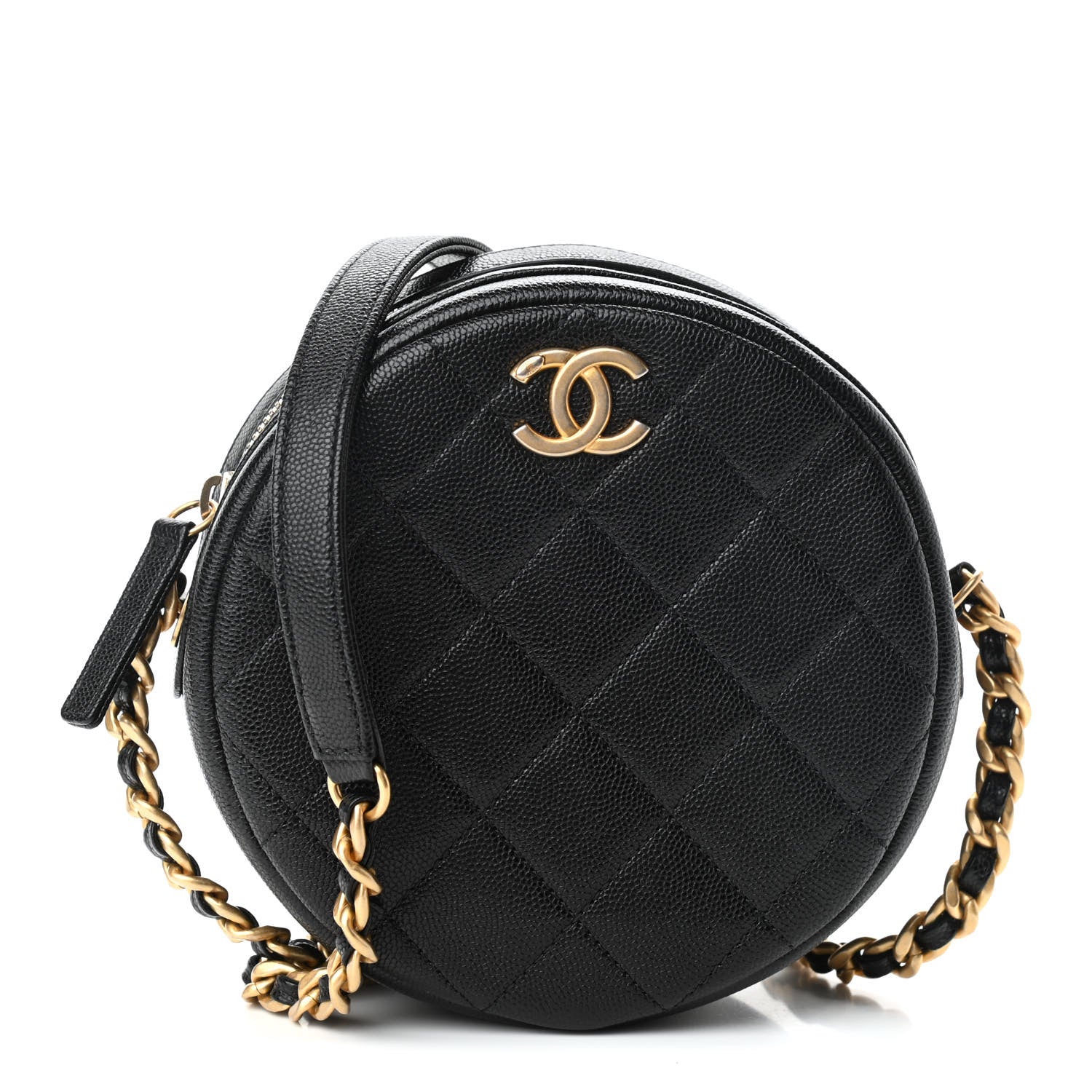 Chanel Caviar Quilted Small Round Bag With Chain Black 1 of 8